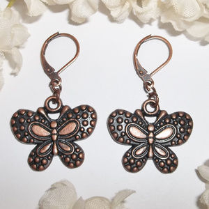Butterfly Earrings Copper Boho Bohemian Set 4525
